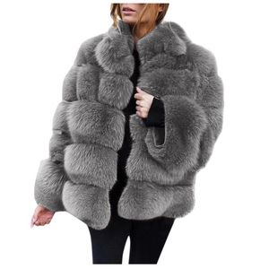 ファッションフェイクファーコート女性ウィンターミンクジャケット温かい濃厚なアウターウェンズジャケット