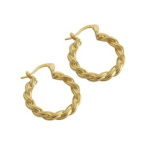 Weave Gold Hoop Earings 925 Sterling Silverörhängen för kvinnor koreanska pendientes plata de ley mujer fina smycken huggie