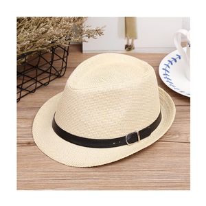 Stingy Brim Hats Fashion Summer Fedora Straw Jazz Hat With Leather Belt Beach Panama Cap Solid Women Caps UV Protection Sun