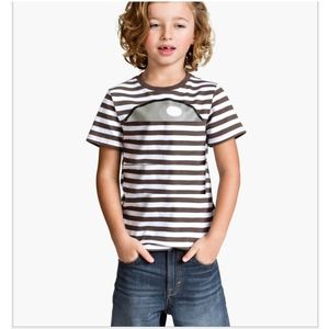 Crianças dos desenhos animados camisetas Meninos manga curta camisetas Crianças jersey listra t shirt tops moda menino roupas 2-6 ano 210413