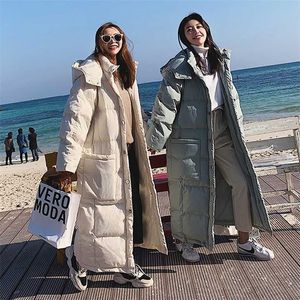 Over-knee Cotton-padded Jacket Women's Ultra-long Bread Was Thinner Students To Ankle Down Cotton-padded Jacket 211221