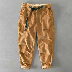 Fashion Men's Winter Harem Pants Men Streetwear Warm Trousers New Men Cotton Corduroy Pants Solid Color Casual Safari Style Y0927