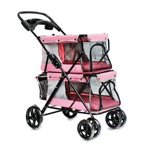 Hund bilstol täcker lättviktiga dubbelsidiga djurvagnar fyra hjul stora rymd andningsbara vagn för katt 20 lager 4 färger