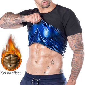Män bastu kostym värme fångst shapewear sweat body shaper väst slankare saunasuits kompression termisk topp fitness träningskjorta