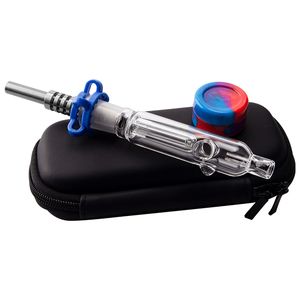 NC018 Dab Rig Vidro Bong Cachimbos Saco Conjunto Air Hole Reciclar Tubo Bubbler 14mm Quartz Banger Prego Ponta De Aço Inoxidável Clipe Dabber Ferramenta Frasco De Silício