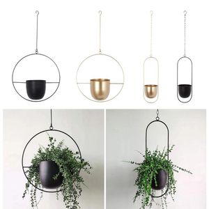 Other Garden Supplies Nordic Hanging Metal Iron Plant Flower Pots Holder Balcony Succulent Wall Mount Hanger Swinging Basket Bedroom Decorat