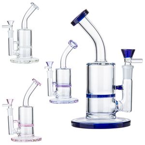7 Inch Hookahs Beecomb Perc Percolator Glass Bongs 14mm Joint Water Pipes Mini Oil Rigs Small Dab Rig Blue Pink Purple Clear With Bowl