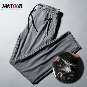 Brand Men's Casual Pants Breathable Style Business Fashion Thin Mesh Section Solid Color Trousers Male 210707