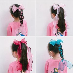 Hair Accessories Girls Long Ribbon Cute Clips Bow Headbands Ponytail Fixed Hairpins Princess Braided Headdress