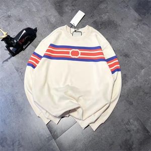 Warehouse Roupa Outono Inverno Novo Vermelho e Azul Stripe Duplo Impresso Redondo Pescoço Sweater Mulheres Envelhecimento Casual Venda Loose Venda Online_Hzwn