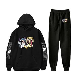 Mäns Tracksuits Snow Tha Produkt Skriv ut Fashion Fall Suit Hoodies Sportkläder Hooded Sweatshirt Ankle Banded Pant Two Piece Set Street Clothe