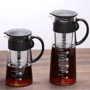 Cold Brew Coffee Filter Pot Maker Vetro portatile Resistente al calore Tazza antigoccia di ghiaccio Moka Teiera Bollitore Caffettiera 210423