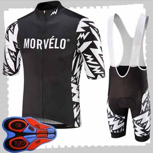 Pro team Morvelo Cycling Maglia a maniche corte (bavaglino) pantaloncini set Uomo Estate traspirante Abbigliamento da bici da strada MTB Bike Abiti Uniforme sportiva Y21041545