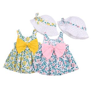 キッズガールズファッション2ピース衣装セットノースリーブ花ドレス Sun Hatかわいい赤ちゃんヴィンテージドレスカワイイ日本の女の子の