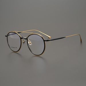 Mode solglasögon ramar vintage titan ram groda pilot glasögon män runt receptbelagda läsning optiska glas myopia lyxgyar