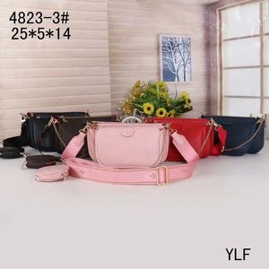 Märke 22SS Högkvalitativa kvinnor Favorit Dagspaket 3st Läder Handväskor Multi Accessoarer Portmonnäer Brun Blomma Mini Pochette Cross body Väska Axelväskor