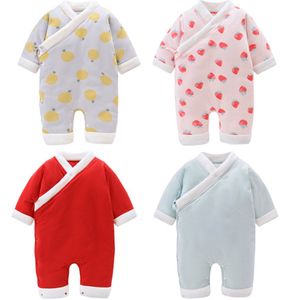 Kış Bebek Giysileri Pamuk Bebek Kız Romper Uzun Kollu Yenidoğan Erkek Tulumlar Kalınlaşmak Toddler Ceket Japonya Tasarım Bebek Giyim DW4518