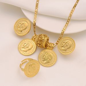 cephalic Pendant Earring Ring Figaro Link Chain or black rope select Jewelry Sets Retro Yearning Treasure 1913 Coin 9k G/F Gold