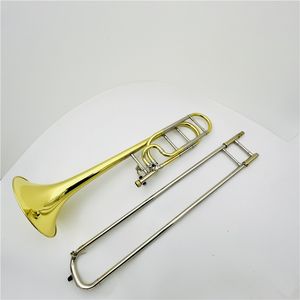 صور حقيقية Tenor BB / F Tune Trombone الفوسفور برونزي مطلي المهنية النحاس أداة مع قذيفة واللطيفة