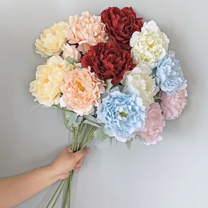 3頭の人工牡丹の絹の偽の花の花のオフィスパーティーのホテル窓の敷居装飾