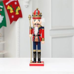 30cmメリークリスマス木製ナッツクラッカー兵士ハンドクラフト人形室ペンダント装飾年ギフト装飾211105
