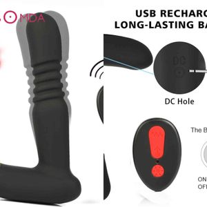 NXY Sex Vibratorer Uppvärmning Prostata Massager Automatisk Teleskopisk Dildo Butt Plug Trådlös Remote Anal Leksaker för Män Vuxen Toy 1201