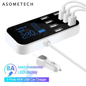 8 Limanlar Araba QC3.0 Hızlı Şarj Telefon Şarj 40 W 2.4A Çok USB Soket Ile LED Ekran Ile iPhone Android Samsung