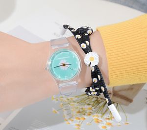 Маленькие часы Daisy Jelly для студентов, милые силиконовые часы с хризантемой для девочек, наручные часы с синей пряжкой и циферблатом, 230f