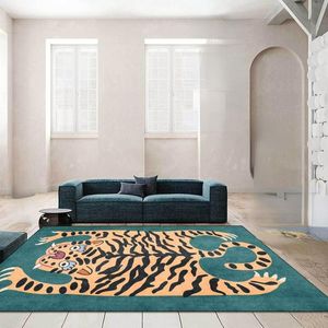 Teppiche Grüner Tiger Druck Teppich Wohnzimmer Cartoon Tier Kinder Bodenmatte Schlafzimmer Teppiche Anti-Rutsch-Flur Fußmatte Home Decor