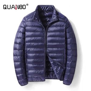 Quanbo masculino packable packable para baixo jaqueta respirável poplhy casaco resistente à água de qualidade superior masculino baiacada jaqueta 211124