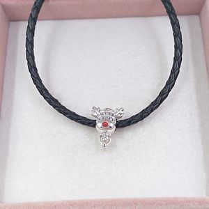 Pandora Charms-Schmuckherstellungssets, 925er Sterlingsilber, zierliche Halskette für Frauen, Kettenperlen, Rudolph mit der roten Nase und Rentier, Weihnachts-Herrenarmband, Paar, 799208C01