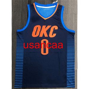 Tutti i ricami 5 stili 0# Westbrook 2021 maglia da basket a strisce blu scuro Personalizza la gioventù delle donne degli uomini aggiungi qualsiasi nome numerico XS-5XL 6XL Vest
