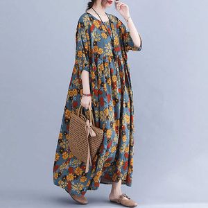 女性のためのファッションマキシドレス2021年プラスサイズのドレス4xl 5xl 6xlコットンリネンスキカボー半袖ドレスx0621