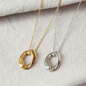 Hängsmycke Halsband Allme Koreanska Enkel Oregelbundet Geometrisk Halsband för Kvinnor Mujer Gold Color Koppar Ovala Choker Smycken