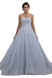 Gorgeous Ivory Blue Ball Gown Wedding Dress Colorful 2021 Sweetheart Corset Back Lace Appliques Princess Non White Bridal Gowns Custom Made