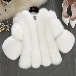 Cappotto di pelliccia artificiale moda inverno donna manica 3/4 soffice pelliccia sintetica cappotti corti spessi giacca cappotto di pelliccia per signora taglia S-XXXXL