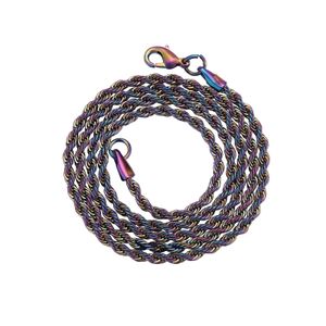 3 мм из нержавеющей стали Красочные крутовые цепочки Choker цепь не подвеска с цепной хип-хоп ожерелье