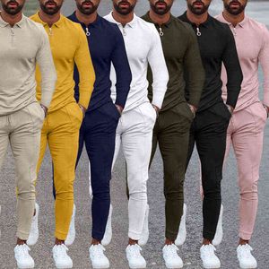 VENDAS QUENTES FALL 2021 Ginásio Desgaste desgaste de duas peças Custom Jogger Pant Sets Moda Mens Tracksuit H1120