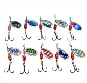 Metal CARP Рыболовная приманка вибрация Bait Spinner ложка приманки вращающиеся металлические блестки Wobbler с круглыми крючками 2022