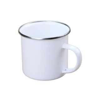 12 oz Süblimasyon Emaye Kupa Isı Transferi Enamelled Tumblers Kolu Ile 350 ml Boş Beyaz Süblimeli Kahve Kupalar Kırılmaz İçecek Kupası DIY Baskı SN5432