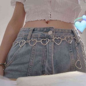 105 cm Spodnie w pasie Klasyczna Waist Chain Love Love Heart Hollow Hasło Kobiety Hip Hop Styl Wszechstronny Drobne pasy w talii 2022 Trendy Y220301