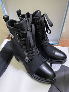 Luxuriöse, rutschfeste, warme Schnür-Stiefeletten für Damen mit hohem Absatz, 7,5 cm hoch, wasserdichter Winter-Lu-Xury-Designer-Flanell, 35-41