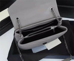 Thread Wave Front Flap bags Advanced Gray color Shoulder bag Imported top-quality Soft Sheep Leather Cross Body Ancient Silver Hardware Buckle Handbags Chains Purse