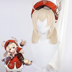 Anime Costumes Genshin Impact Cosplay Klee 45cm Wig Golden Wig Cosplay Anime Cosplay Wigs Heat Resistant Synthetic Wigs Halloween for Girls