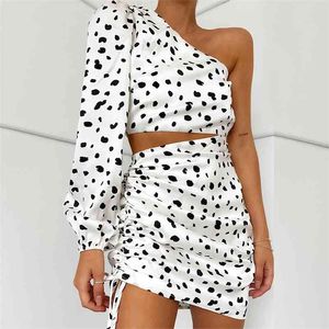 Foridol sexy one shoulder party dress women leopard print ruched bodycon mini club dress autumn winter dress vestidos de fiesta 210415