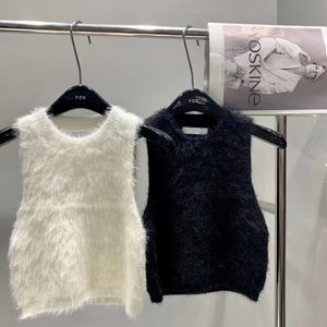 Projektantki Damskie Tanki Camis Woolen Ladies Top Tanks Brand Bawełna kamizelka polarowa seksowna haftowa listu z kratki pępek z krótkim rękawem