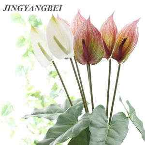 Dekorativa blommor kransar högkvalitativa anthurium inomhus växter balkong kontor konstgjorda bonsai golv blomma hem dekoration