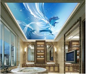 Custom photo Wallpaper 3d zenith murals Modern underwater world dolphin animal stereo painting ceiling mural wall papers home decoration