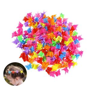 100pcs/set Kids Hair Claws Mixed Color Butterfly Sunflower Heart Star Shape Mini Baby Children Hair Clips Accesories
