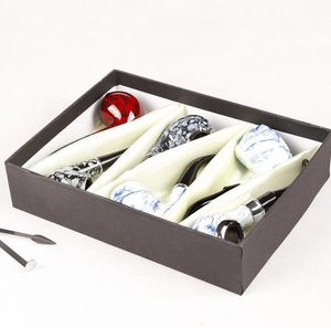Tobacco Cigarette Wood Color Smoking Pipe Metal Acrylic Material 6pcs/Set Gift Packaging Hand Pipes Cleaning knife 4 Types
